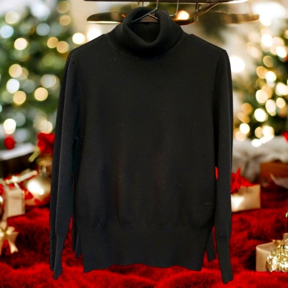 🔖Final Sale! JM Collection Womens Black Turtleneck Style Sweater - Picture 2 of 6